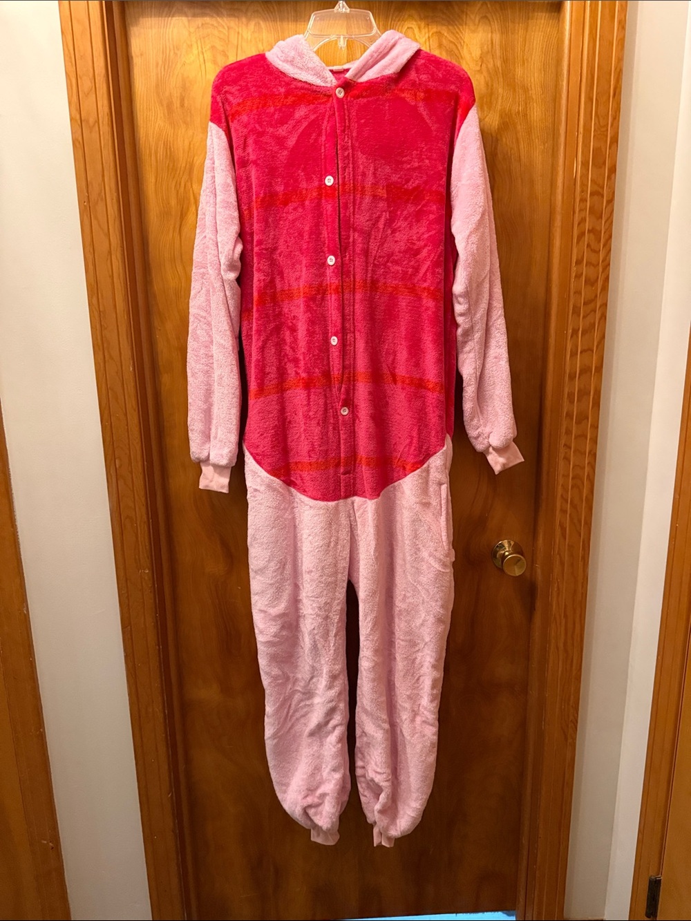 Plush Hooded AdultOne-Piece costume- Piglet- Pink & Hot Pink
